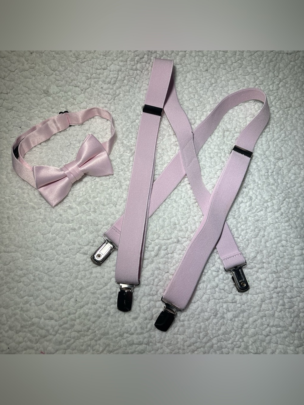 Light Pink Kids Suspenders and Bow Tie Set